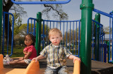 Gabe on slide with another child