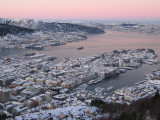 Bergen center, Pudderfjorden and Vgen   - view from Flyen
