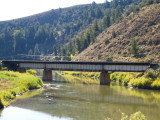 Fading Rio Grande logo above Colorado River, Dotsero Cutoff, CO