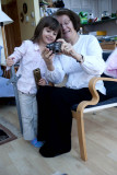 January 22. Back at home Prudy and Lorelei look at photos just taken!