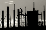 Construction worker at dusk-Phnom Penh