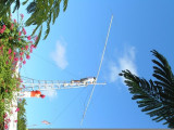 Connie on the roof top Tower ....working on the six meter antenna