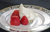 Ginger ice cream and strawberries