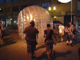 Bubble man was rolling away from us.