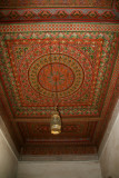 The ornate ceiling above the study area.