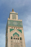 Close-up of the minaret.  Most of the materials used in its construction were taken from around Morocco.