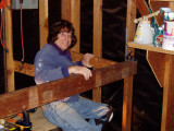Bruce Norton helps with construction