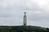 Christ the King monument  looks over Lisbon Portugal