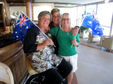 The girls being patriotic before arriving into Australia 20.2.2008