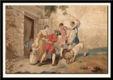 One of six tapestries illustrating La Fontaines Fables