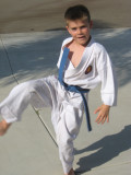 Austin displaying his karate skills