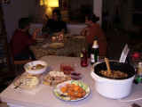 But... here we are...  Actually, the game is over, hours have gone by, and this is meal #2, this time Firas gets to join us!
