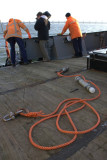 Preparations to attach one of the C-Pods to a buoy