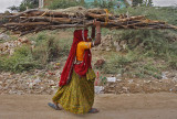 Woman Carrying Wood