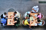 Geometrical perspective of tourists lunch