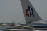 American Airlines tail (Sears Tower beyond)