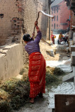 The oldest threshing practice is still popular here