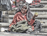 Homeless old woman