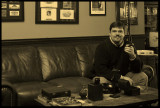 Sepia Self Portrait at the Union Cigar Club