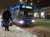 Catching the number 3 bus in the snow