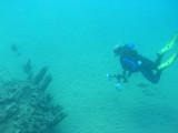 Bob free diving down to an ancient wreck.