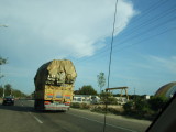 A common view in Turkey--the trucks are impossibly overloaded.