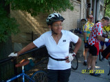 Ann at rest stop on Bway (Photo by Joe C.)