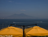 Yellow umbrellas panorama