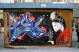 Kiosk covered in graffiti, So Paulo