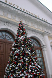 Christmas tree in front of the Moscow Manege, an indoor riding academy