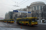 Parade of busses for the event that closed Red Square on December 25