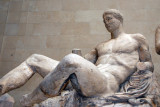 Figure thought to be Dionysos reclining on the skin of a big cat from the corner of the Parthenon East Pediment, Elgin Marbles