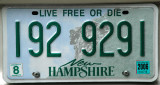 New Hampshire License Plate - Live Free Or Die