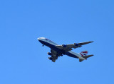 British Airways B747-400 flying over Windsor