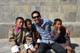 Dennis with some local boys at the Tsechu Festival, Thimphu