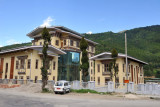 Building with a departure from the traditional style - a three-story glass atrium, Thimphu