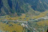 Aerial view of the Paro valley and its irregular rice fields