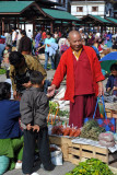 A monk shopping at Paro Market