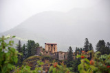 The burned out remains of Drukgyel Dzong, destroyed in the 1950s