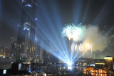 Fireworks explode off the top of the Address Dubai Mall
