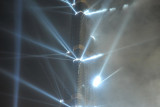 Spotlights mounted on each terrace of the Burj Khalifa