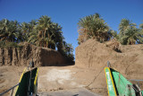 Road cut into the embankment at the New Delgo Ferry landing on the west bank of the Nile