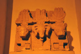 Scupture of the ram-headed god Amon with the lion-headed gods Shu and Tefnut from Musawarat Al Safrra