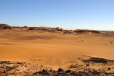 Looking across the valley to the pyramids of the Southern Cemetery, Mero