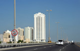 Passing through Al Juffair to the Sheikh Khalifa bin Salman Causeway to Muharraq Island