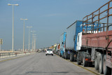 Truck jam on the King Fahd Causeway, Bahrain