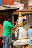Getting ready to paint the small stupa
