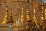 Due to restoration work, the lower parts of the main stupa are covered with mats