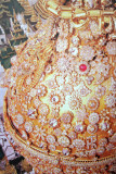 Museum photo of the jewel encrusted ball on top of the main stupa