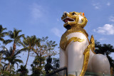 Giant Burmese lion, Chinthe, guarding the entrance to Ngahtatgyi Paya